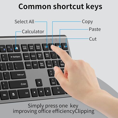 لوحة المفاتيح اللاسلكية الصامتة ، لوحة مفاتيح Slim USB اللاسلكية مع لوحة مفاتيح رقمية ، زر حاسبة ، تصميم مفتاح القدم الرفيع للغاية ، الكتابة الكاملة الحجم والهدوء ، للكمبيوتر المحمول ، الكمبيوتر ، Windows 11/10/8 in Kuwait