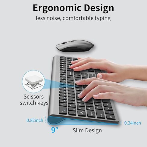 لوحة المفاتيح اللاسلكية الصامتة ، لوحة مفاتيح Slim USB اللاسلكية مع لوحة مفاتيح رقمية ، زر حاسبة ، تصميم مفتاح القدم الرفيع للغاية ، الكتابة الكاملة الحجم والهدوء ، للكمبيوتر المحمول ، الكمبيوتر ، Windows 11/10/8 in Kuwait