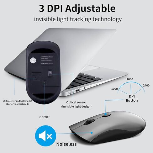 لوحة المفاتيح اللاسلكية الصامتة ، لوحة مفاتيح Slim USB اللاسلكية مع لوحة مفاتيح رقمية ، زر حاسبة ، تصميم مفتاح القدم الرفيع للغاية ، الكتابة الكاملة الحجم والهدوء ، للكمبيوتر المحمول ، الكمبيوتر ، Windows 11/10/8 in Kuwait