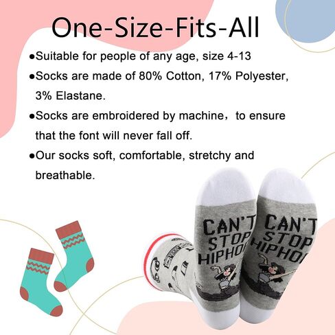 LEVLO Hip Hop Socks Hip Hop Fans Gift Can't Stop Hiphop Dancing Socks Hip Hop Dancer Merchandise in Saudi Arabia