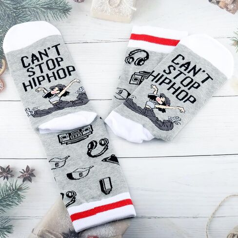 LEVLO Hip Hop Socks Hip Hop Fans Gift Can't Stop Hiphop Dancing Socks Hip Hop Dancer Merchandise in Saudi Arabia