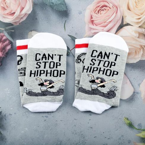 LEVLO Hip Hop Socks Hip Hop Fans Gift Can't Stop Hiphop Dancing Socks Hip Hop Dancer Merchandise in Saudi Arabia