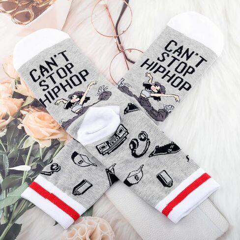 LEVLO Hip Hop Socks Hip Hop Fans Gift Can't Stop Hiphop Dancing Socks Hip Hop Dancer Merchandise in Saudi Arabia