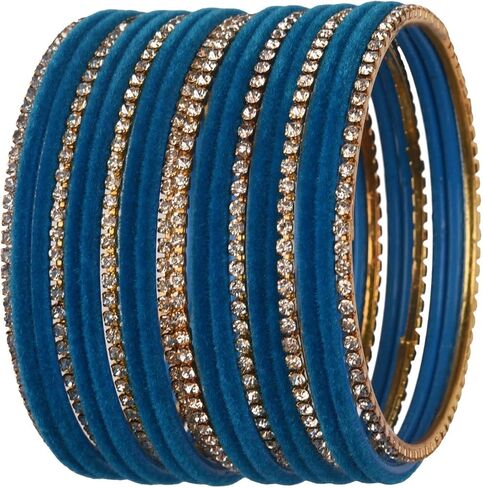 Efulgenz Bollywood Bracelets for Women Indian Bangle Set Rhinestone CZ Crystal Velvet Bracelet Jewelry in Saudi Arabia