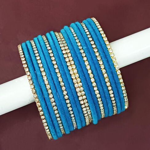 Efulgenz Bollywood Bracelets for Women Indian Bangle Set Rhinestone CZ Crystal Velvet Bracelet Jewelry in Saudi Arabia