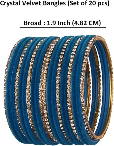 Efulgenz Bollywood Bracelets for Women Indian Bangle Set Rhinestone CZ Crystal Velvet Bracelet Jewelry in Saudi Arabia
