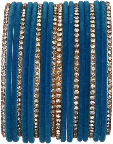 Efulgenz Bollywood Bracelets for Women Indian Bangle Set Rhinestone CZ Crystal Velvet Bracelet Jewelry in Saudi Arabia
