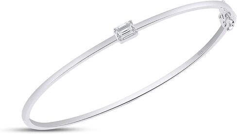 SAVEARTH DIAMONDS 0.30 Carat Emerald Cut Lab Created Moissanite Diamond Solitaire Bangle Bracelet For Women In 14K Gold Over Sterling Silver Size : 6 to 9 Inch, (VVS1 Clarity, 0.30Cttw) in Saudi Arabia