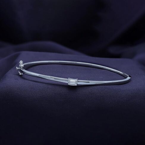 SAVEARTH DIAMONDS 0.30 Carat Emerald Cut Lab Created Moissanite Diamond Solitaire Bangle Bracelet For Women In 14K Gold Over Sterling Silver Size : 6 to 9 Inch, (VVS1 Clarity, 0.30Cttw) in Saudi Arabia