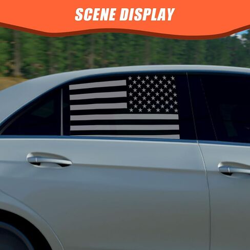 2PCS Rear Side Window American Flag Sticker Decals, Matte USA Flag Vinyl Stickers with Installation Tools, Universal Car Back Side Window Accessories for Cars, Trucks, SUVs (29 x 16 inches) in Saudi Arabia