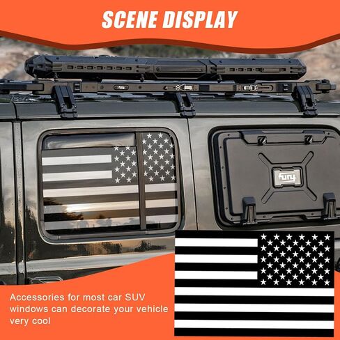 2PCS Rear Side Window American Flag Sticker Decals, Matte USA Flag Vinyl Stickers with Installation Tools, Universal Car Back Side Window Accessories for Cars, Trucks, SUVs (29 x 16 inches) in Saudi Arabia