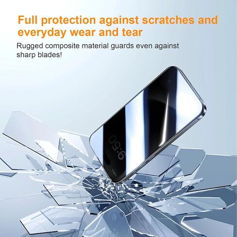 تغطية كاملة تغطية شاشة الزجاج المقسّر لـ iPhone 15 Pro Max 6.7 بوصة ، 2 حزمة تعزيز الحافة ، التثبيت الذاتي ، حماة شاشة الخصوصية الصديقة للحالة in Kuwait