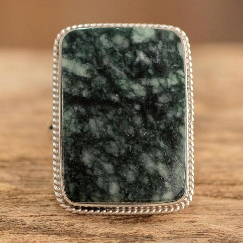 Novica Artisan Jood Jade Cocktail Ring قابلة للتحصيل. in Saudi Arabia