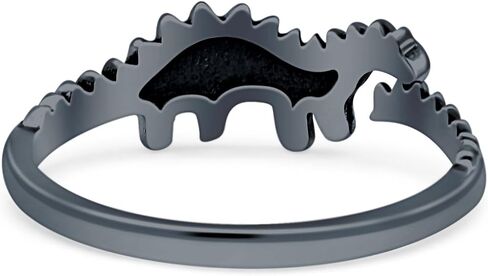Blue Apple Co. Unique Minimalist Dinosaur Triceratops Dainty Open Oxidized Thumb Statement Ring 925 Sterling Silver in Kuwait
