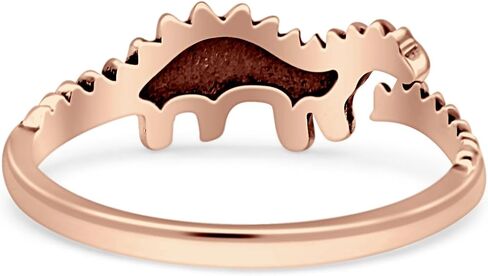 Blue Apple Co. Unique Minimalist Dinosaur Triceratops Dainty Open Oxidized Thumb Statement Ring 925 Sterling Silver in Kuwait