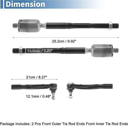 X AUTOHAUX 4pcs Front Inner Outer Tie Rod Ends Kit Suspension Steering Tie Rod End for Toyota Solara 04-08 for Lexus ES330 04-06 Drag Link No.ES80603/EV420 in Saudi Arabia