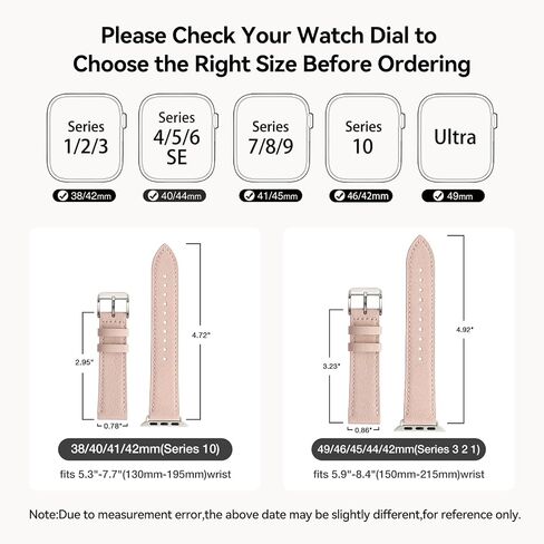 Bestig Genuine Leather Band Compatible with Apple Watch Bands for Women | 40mm 41mm 42mm(Series 11 10) 38mm,Top Grain Wristband Strap for iWatch SE 9 8 7 6 5 4 3 2 1,Office Daily Dressy in Saudi Arabia