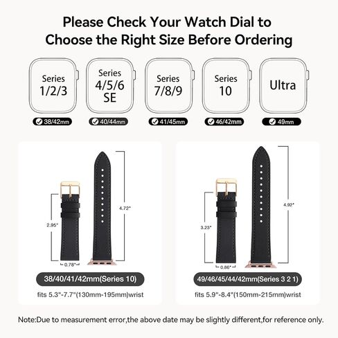 Bestig Leather Bands متوافق مع Apple Watch Band 38mm 40mm 41mm 42mm 44mm 45mm 46mm 49mm للنساء ، حزام معصم من الجلد الأصلي لـ Iwatch Ultra Se Series 10 9 8 7 5 4 3 2 1 in Kuwait