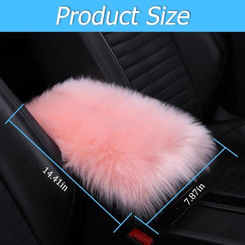 Car Armrest Cushion Pad, Soft Furry Automotive Center Console Cover, Fluffy Comfortable Vehicle Interior Armrest Cushion Protector Accessories, Universal for RV, SUV, Truck (Light Pink) in Kuwait