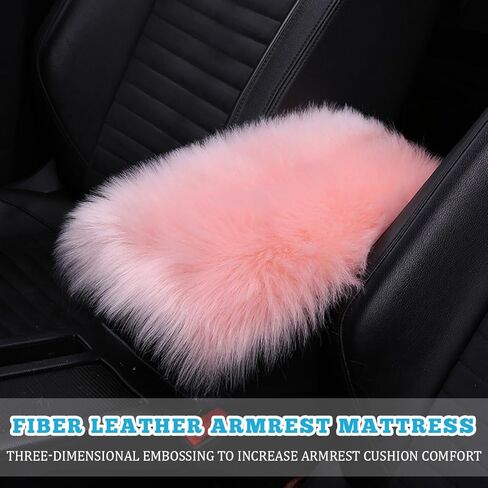 Car Armrest Cushion Pad, Soft Furry Automotive Center Console Cover, Fluffy Comfortable Vehicle Interior Armrest Cushion Protector Accessories, Universal for RV, SUV, Truck (Light Pink) in Kuwait