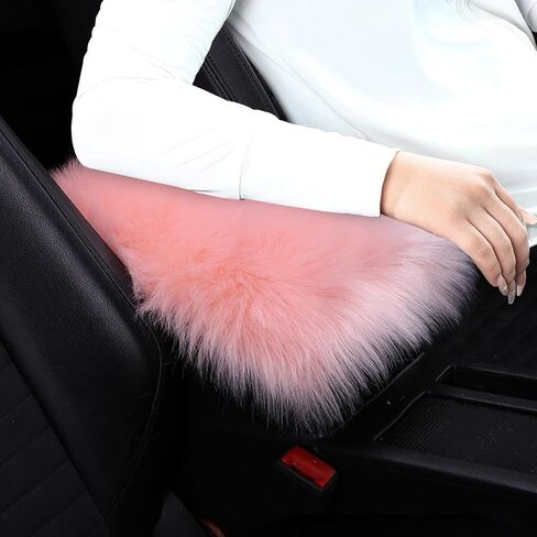 Car Armrest Cushion Pad, Soft Furry Automotive Center Console Cover, Fluffy Comfortable Vehicle Interior Armrest Cushion Protector Accessories, Universal for RV, SUV, Truck (Light Pink) in Kuwait