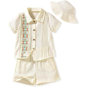 HIHA Toddler Boys Mexican Embroidered Short Set 2-7 Years in Saudi Arabia
