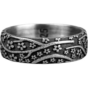 خاتم ساكورا زهرة الفضة ، خاتم الزفاف الياباني مع زهور ساكورا ، حلقة بارد ساكورا زهرة ، خاتم ياباني لعروس العريس in Kuwait