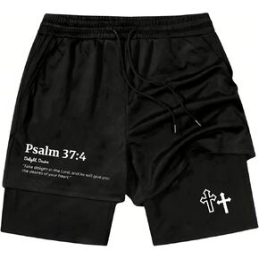 Psalms 91 Christian Short, Psalms 91 Christ Jesus Men Workout 2 in 1 Short in Kuwait