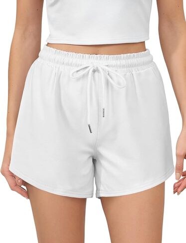 Buauty Women's Sweat Shorts Summer Lounge Cotton Drawstring SweatShorts Cute Fleece Athletic Running Shorts with Pockets in Kuwait