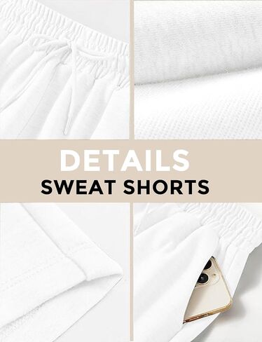Buauty Women's Sweat Shorts Summer Lounge Cotton Drawstring SweatShorts Cute Fleece Athletic Running Shorts with Pockets in Kuwait
