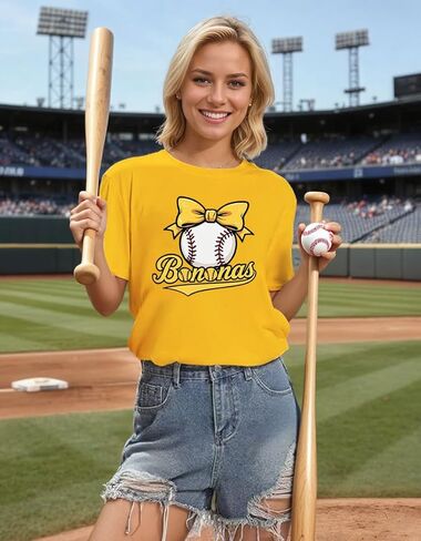 Baseball Shirts for Women Cute Bow Graphic T-Shirt Softball Mom Tee Funny Baseball Fan Short Sleeve Top in Saudi Arabia