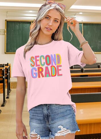 Teacher Shirts for Women: First Grade T-Shirts Teachers Life Tees Elementary Teacher T Shirts Back to School Gifts in Saudi Arabia