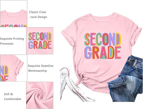 Teacher Shirts for Women: First Grade T-Shirts Teachers Life Tees Elementary Teacher T Shirts Back to School Gifts in Saudi Arabia