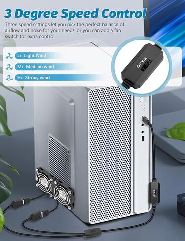 2 Packs USB Fan 40mm x 10mm DC 5V Mini Cooling Brushless Box Fan for Computer Terrarium PlayStation PC Case Xbox Welding Helmet Aquarium Router in Kuwait