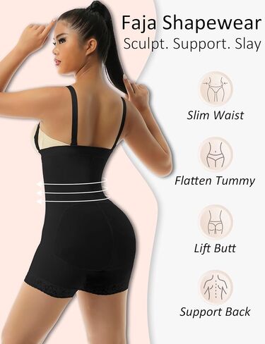Womens Shapear Contum Control Faja Body Shaper with Side Zipper Post Post Post -Phartut High Werist Butty Bodysuit in Saudi Arabia