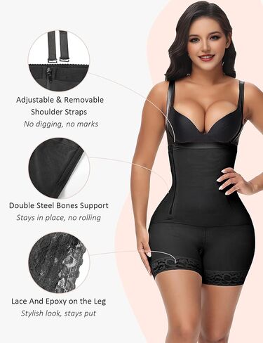 Womens Shapear Contum Control Faja Body Shaper with Side Zipper Post Post Post -Phartut High Werist Butty Bodysuit in Saudi Arabia