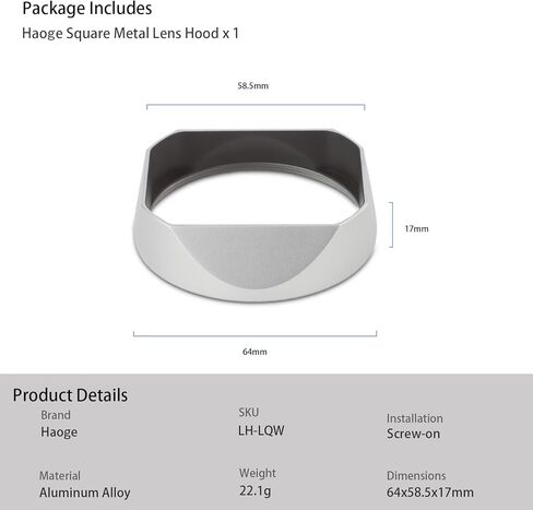 Haoge Metal Front Lens Cap Cover for Leica Q3 43 Q3 Q2 Q Type 116 q Type116 Digital Camera Accessories Silver in Saudi Arabia