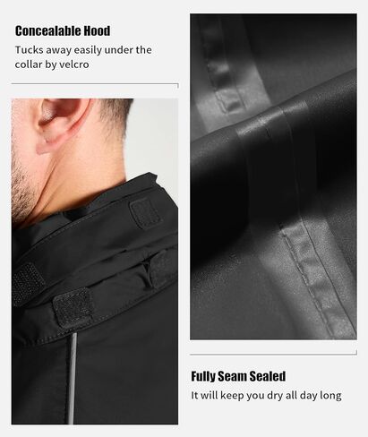 SWISSWELL Men's Rain Suit Waterproof Lightweight Hooded Reflective Rain Gear for Golf, Hiking, Travel, Running in Kuwait