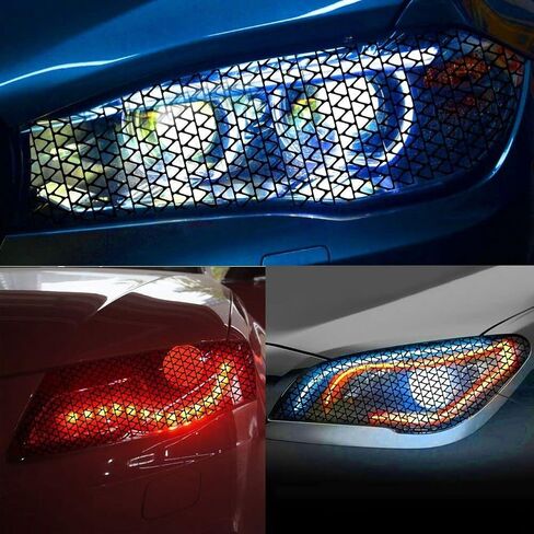 LZLRUN 2PCS Honeycomb حماية المصابيح الأمامية ملصقات فيلم CAR DIY لماص اللصقات اللصقات اللصق لفيلم للسيارة الخلفية الخلفية ضوء 18.89 '× 11.81' (فيلم Honeycomb Red) in Kuwait