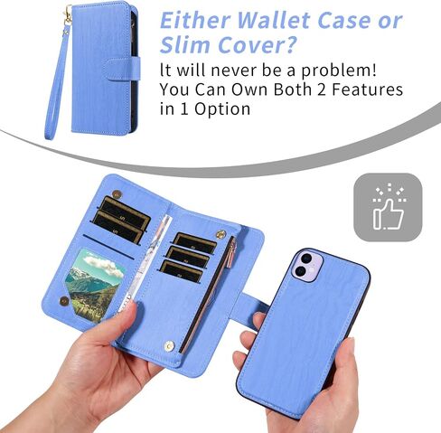 Asuwish Phone Case for iPhone 11 6.1 Zipper Wallet Cover Detachable Cover with Glass Glass Screen Protector Crossbody حامل بطاقة iPhone11case iPhone11 I Phone11 11S XI 11r Women Purple in Kuwait