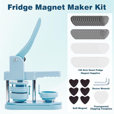 Fridge Magnet Button Maker Machine, 58mm/2.25in Pin Maker Machine for Refrigerator Magnet, DIY Installation-Free Button Press Machine with 100 Pcs Fridge Magnet Button Maker Supplies in Saudi Arabia