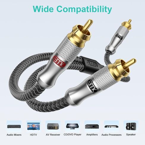 كابل EMK Subwoofer Digital Coxial Cable مزدوج محمي مع RCA مطلي بالذهب إلى موصلات RCA SPDIF (15 قدمًا ، ذكر RCA Coansial إلى أنثى ، Brown1) in Kuwait