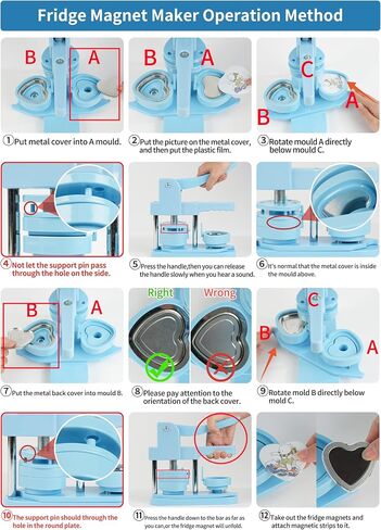 Fridge Magnet Button Maker Machine, 58mm/2.25in Pin Maker Machine for Refrigerator Magnet, DIY Installation-Free Button Press Machine with 100 Pcs Fridge Magnet Button Maker Supplies in Saudi Arabia