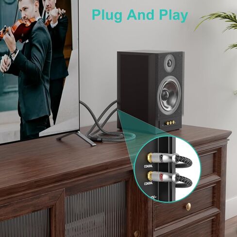 كابل EMK Subwoofer Digital Coxial Cable مزدوج محمي مع RCA مطلي بالذهب إلى موصلات RCA SPDIF (15 قدمًا ، ذكر RCA Coansial إلى أنثى ، Brown1) in Kuwait