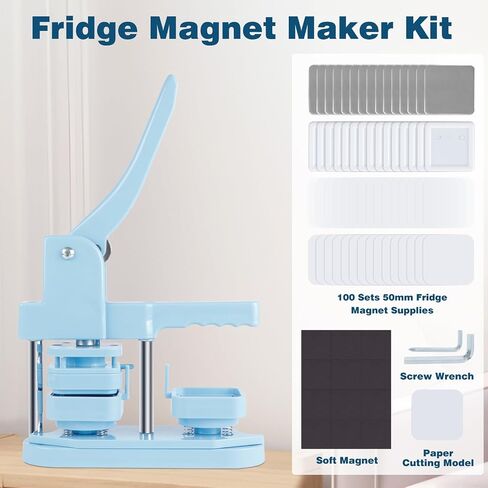 Fridge Magnet Button Maker Machine, 58mm/2.25in Pin Maker Machine for Refrigerator Magnet, DIY Installation-Free Button Press Machine with 100 Pcs Fridge Magnet Button Maker Supplies in Saudi Arabia