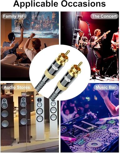 EMK Subwoofer Cable Digital Coaxial Cable Dual Shielded with Gold Plated RCA to RCA Connectors SPDIF Cable (15 Feet, RCA Coaxial Male to Female, Brown1) in Kuwait