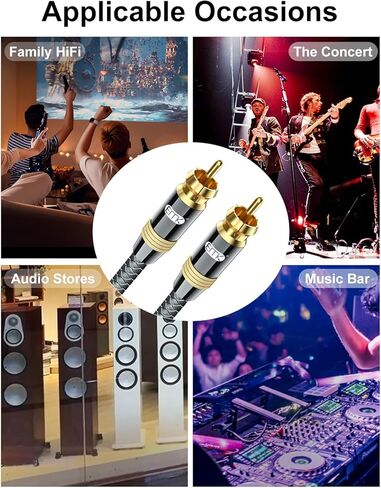 EMK Subwoofer Cable Digital Coaxial Cable Dual Shielded with Gold Plated RCA to RCA Connectors SPDIF Cable (15 Feet, RCA Coaxial Male to Female, Brown1) in Kuwait