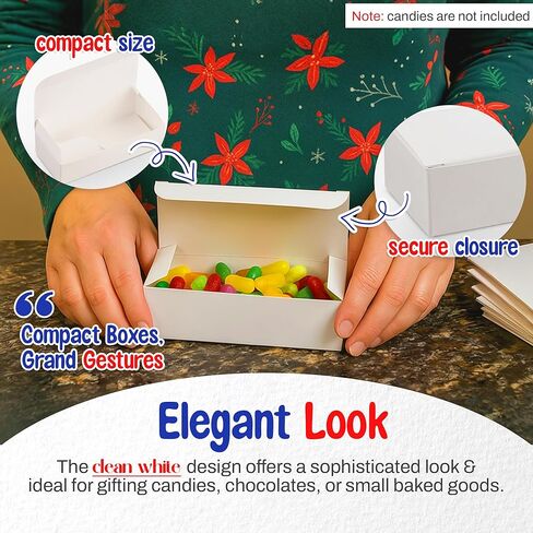 MT Products Candy and Chocolate Gift Box - 20 Pieces Extra Small White Fudge Box - Size of 5 x 2 1/4 x 1 1/4 in Kuwait