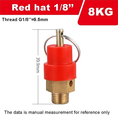 10PCS Brass Safety Valve Air Compressor Pressure Relief Valve,G1/8, G1/4,G3/8,G1/2 Male Thread(RED HAT 1I8) in Saudi Arabia
