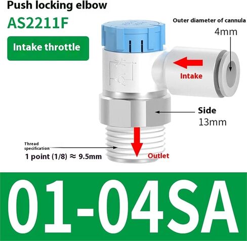 1PCS Air Pneumatic Fitting AS Elbow Type Throttle Speed Control Valve Push Lock Type(AS2211F-01-08SA,10PCS) in Saudi Arabia